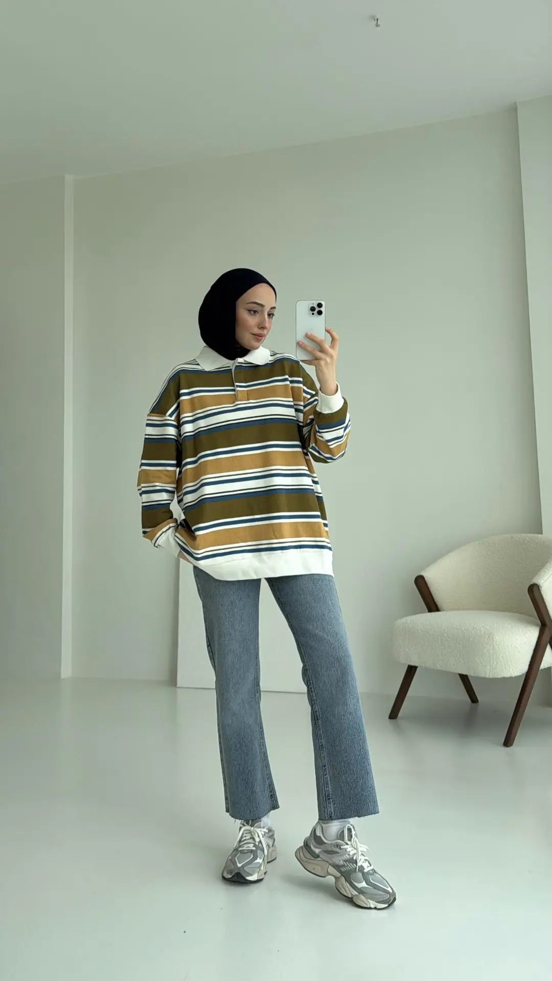 Polo Yaka Yeşil Sweatshirt