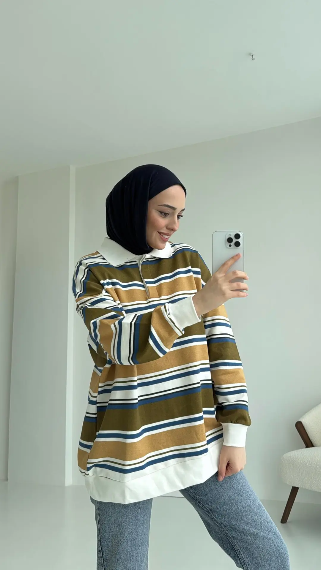 Polo Yaka Yeşil Sweatshirt - Görsel 2