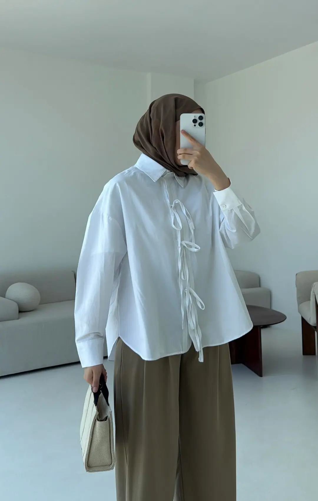 Poplin Baglamlı  Gömlek Beyaz - Görsel 2