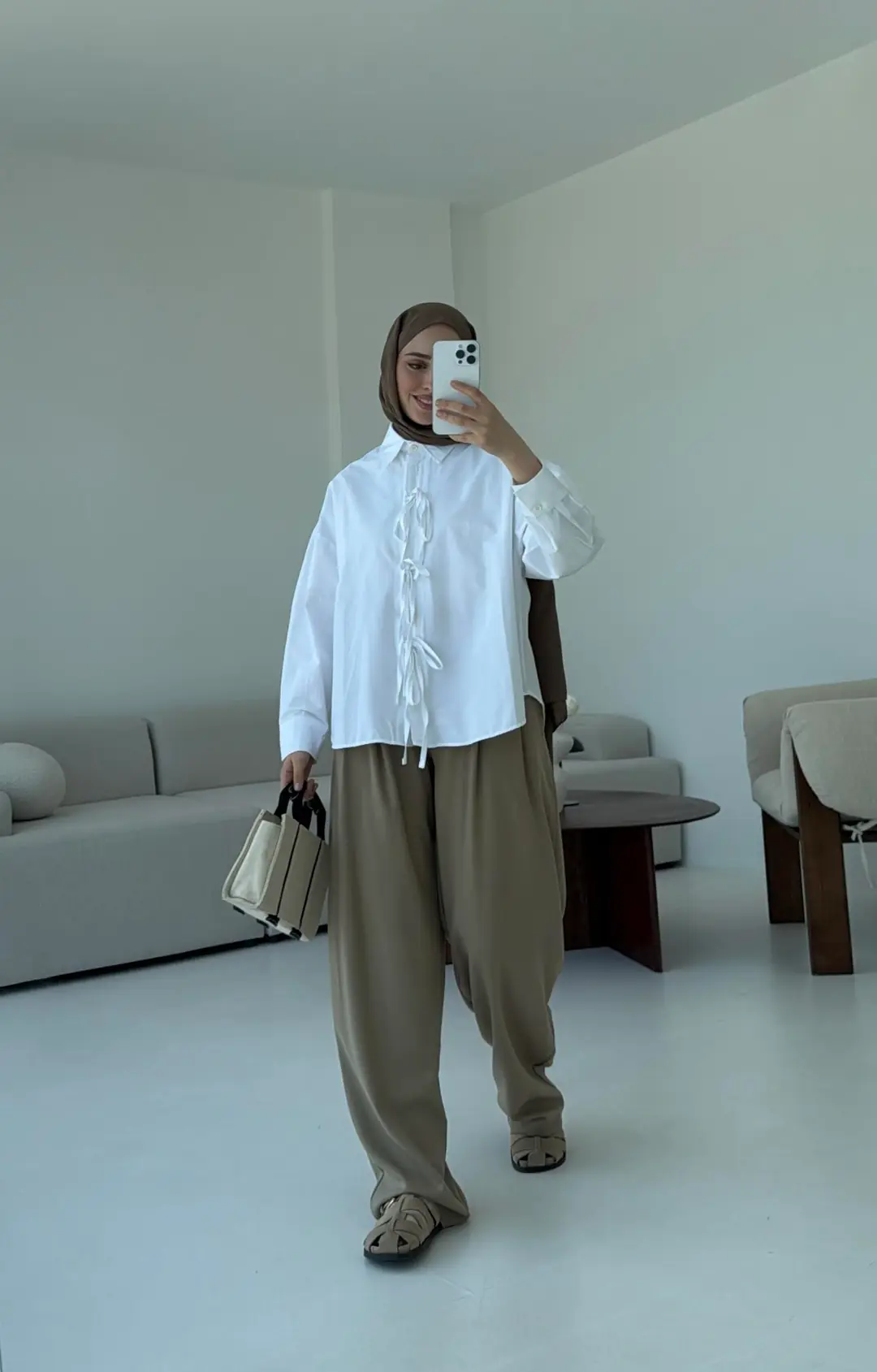 Poplin Baglamlı  Gömlek Beyaz - Görsel 5