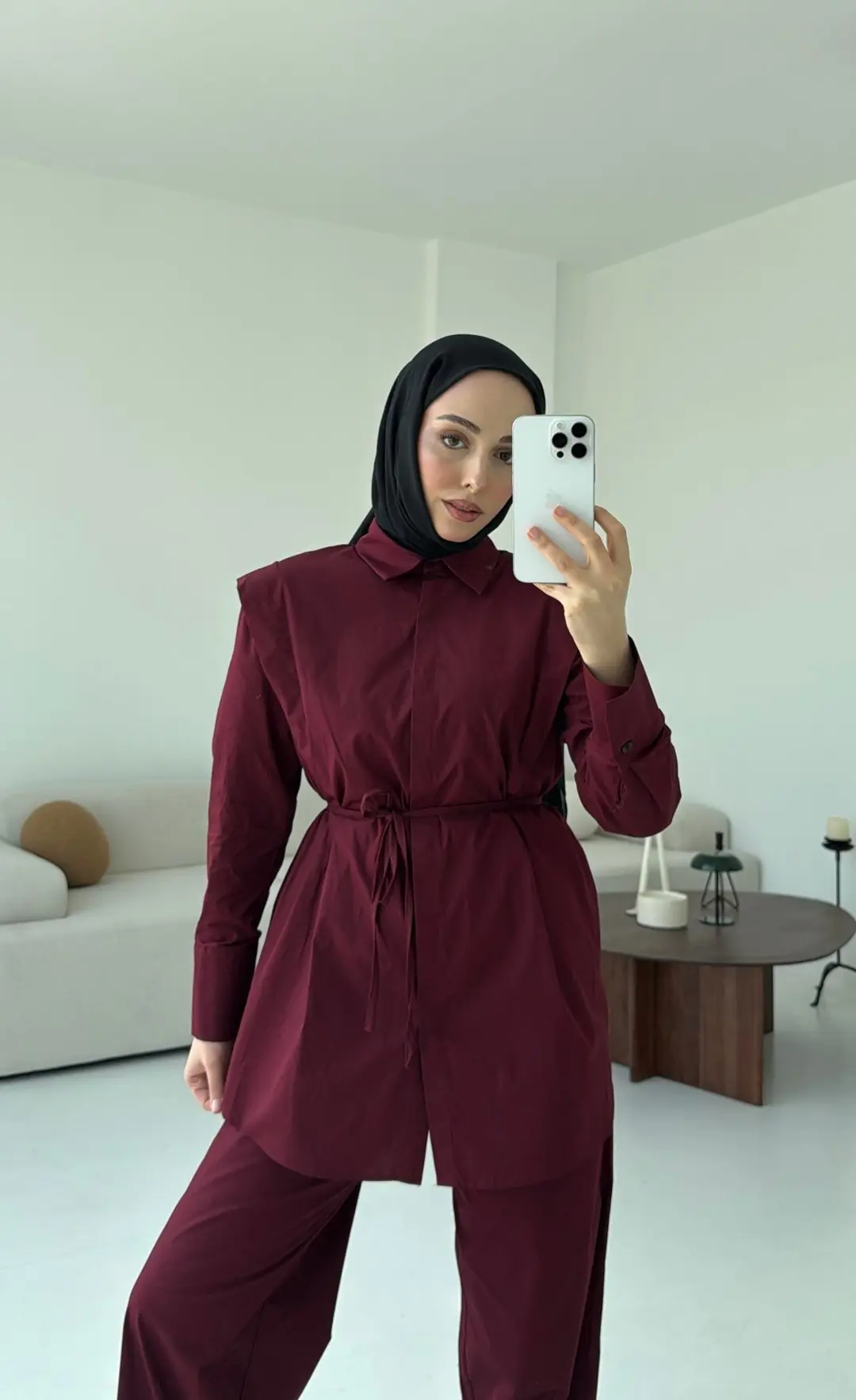 Poplin Bordo Takım - Görsel 2