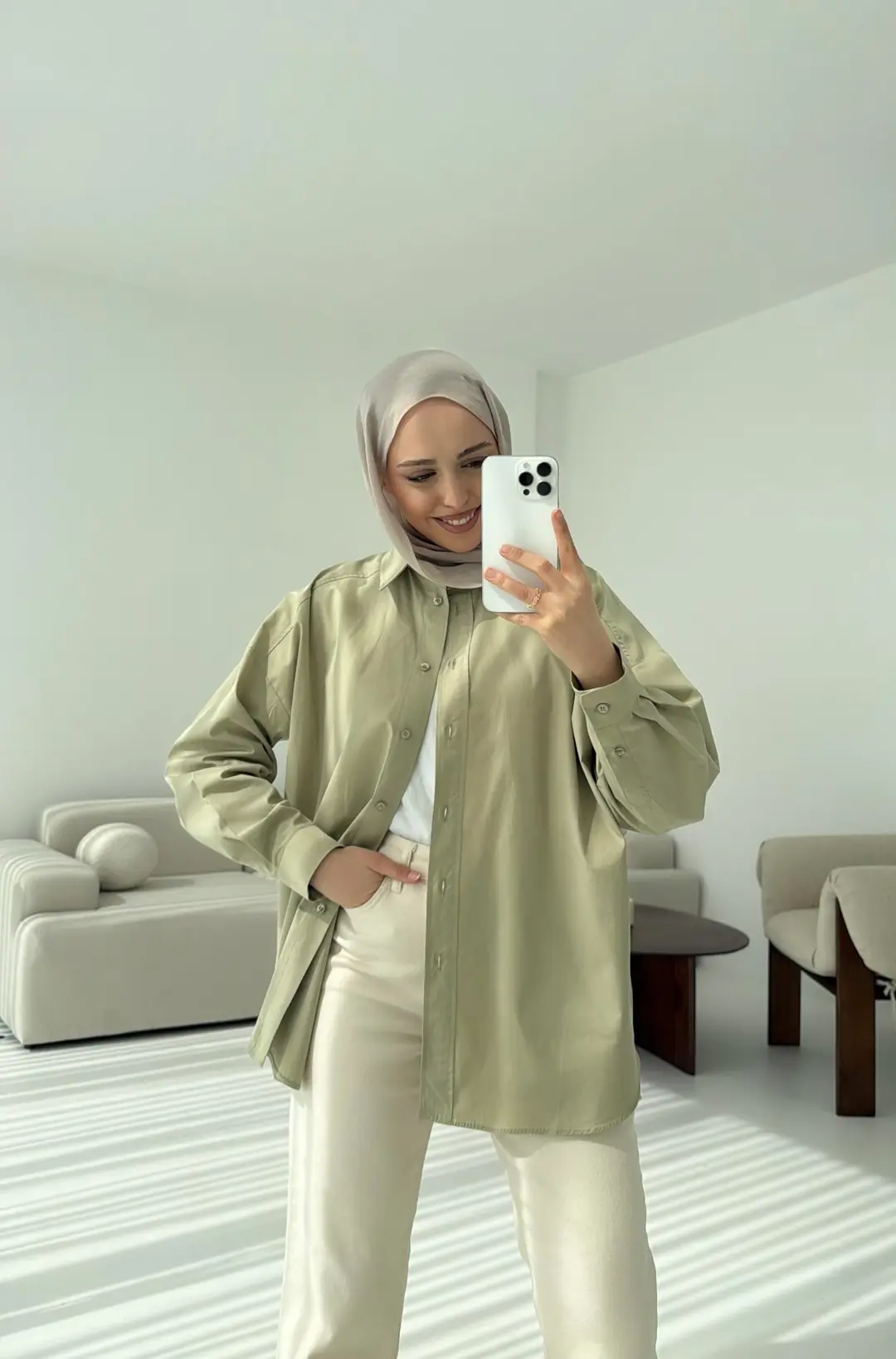 Poplin Oversize Gömlek Mint