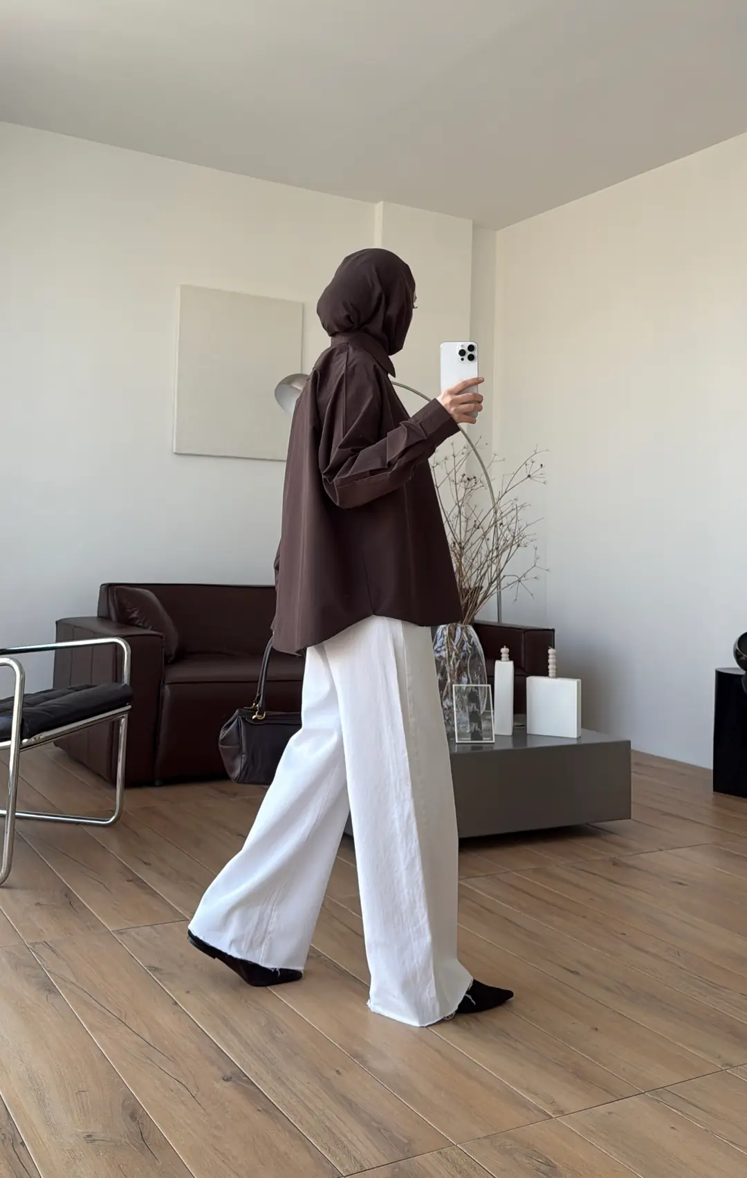 Poplin Sık Düğmeli Gömlek Kahve - Görsel 2