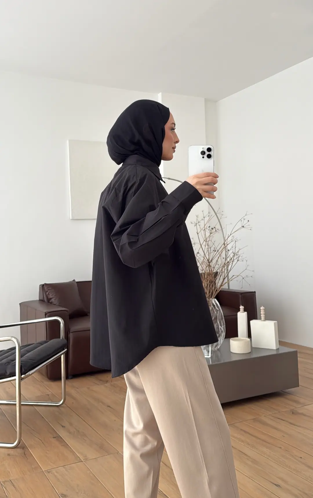 Poplin Sık Düğmeli Gömlek Siyah - Görsel 2