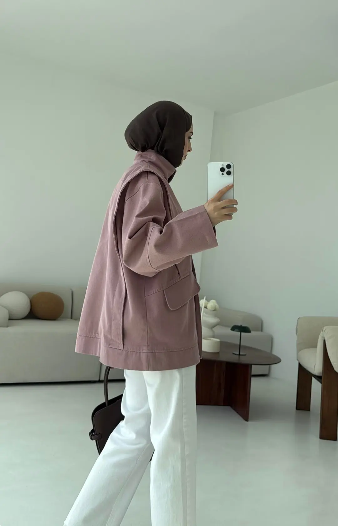 Premium Gabardin Tasarım Ceket Gül Kurusu - Görsel 2