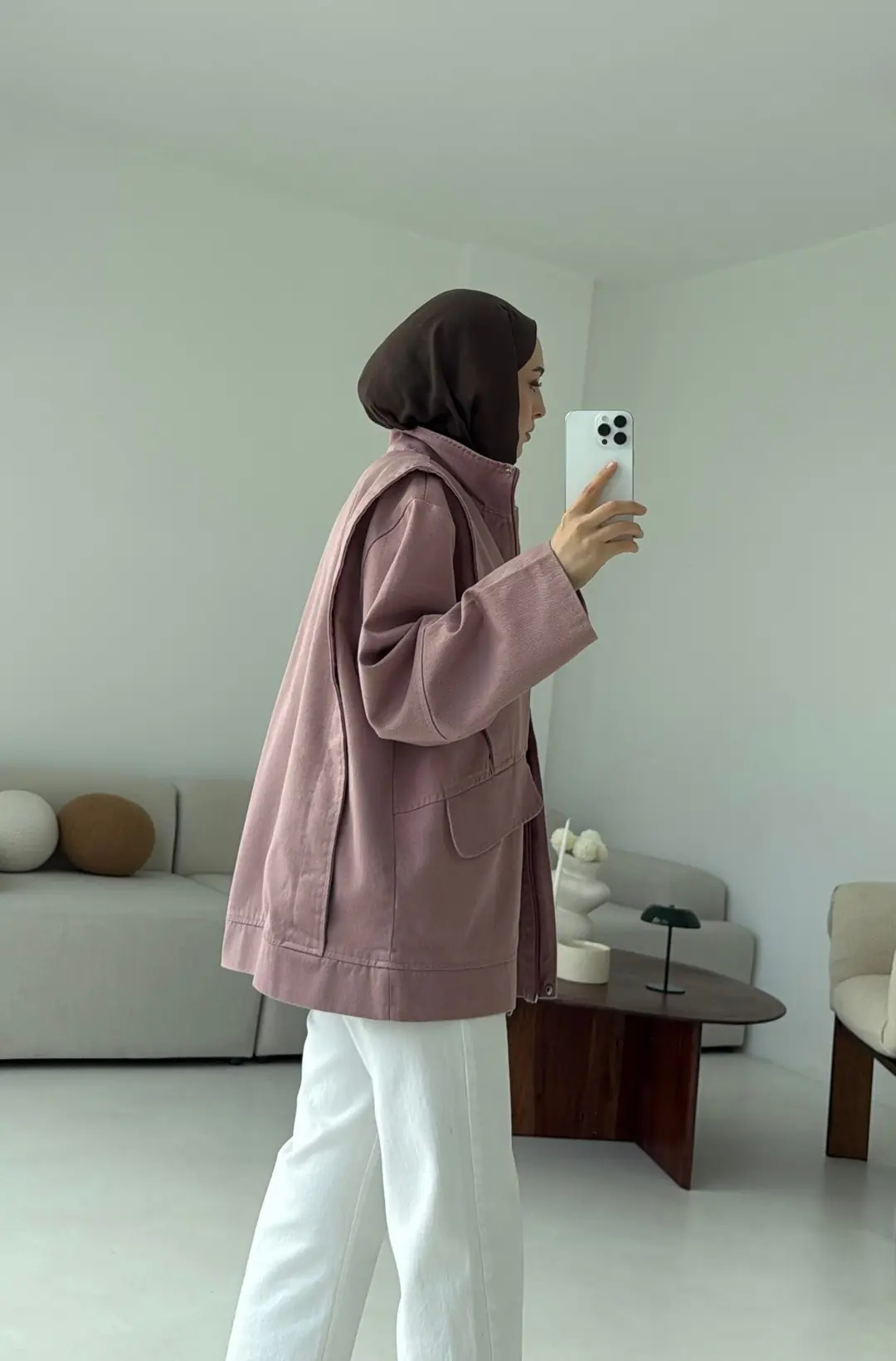 Premium Gabardin Tasarım Ceket Gül Kurusu - Görsel 7