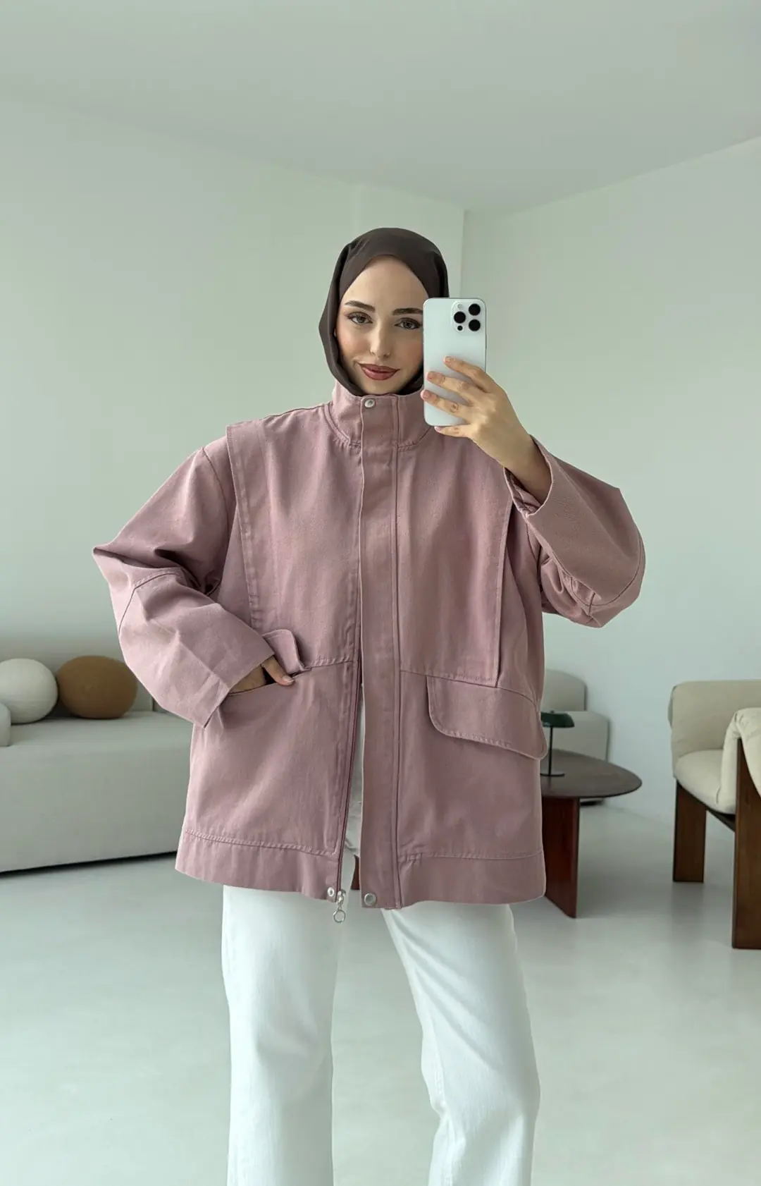 Premium Gabardin Tasarım Ceket Gül Kurusu - Görsel 8