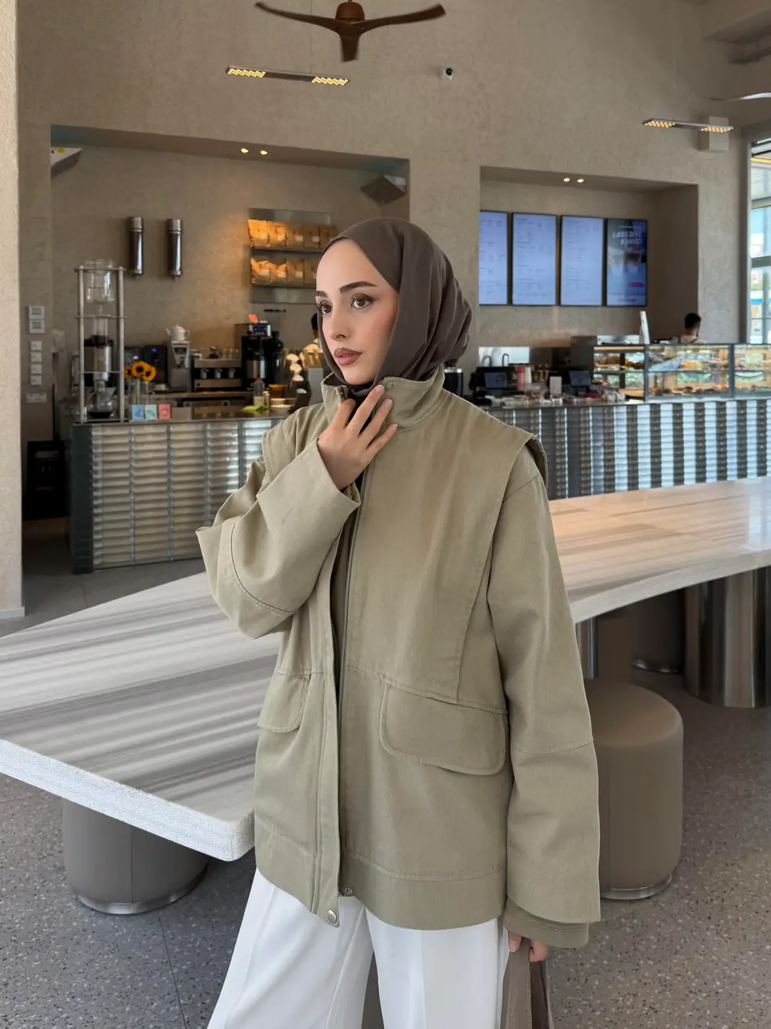 Premium Gabardin Tasarım Ceket Haki - Görsel 5