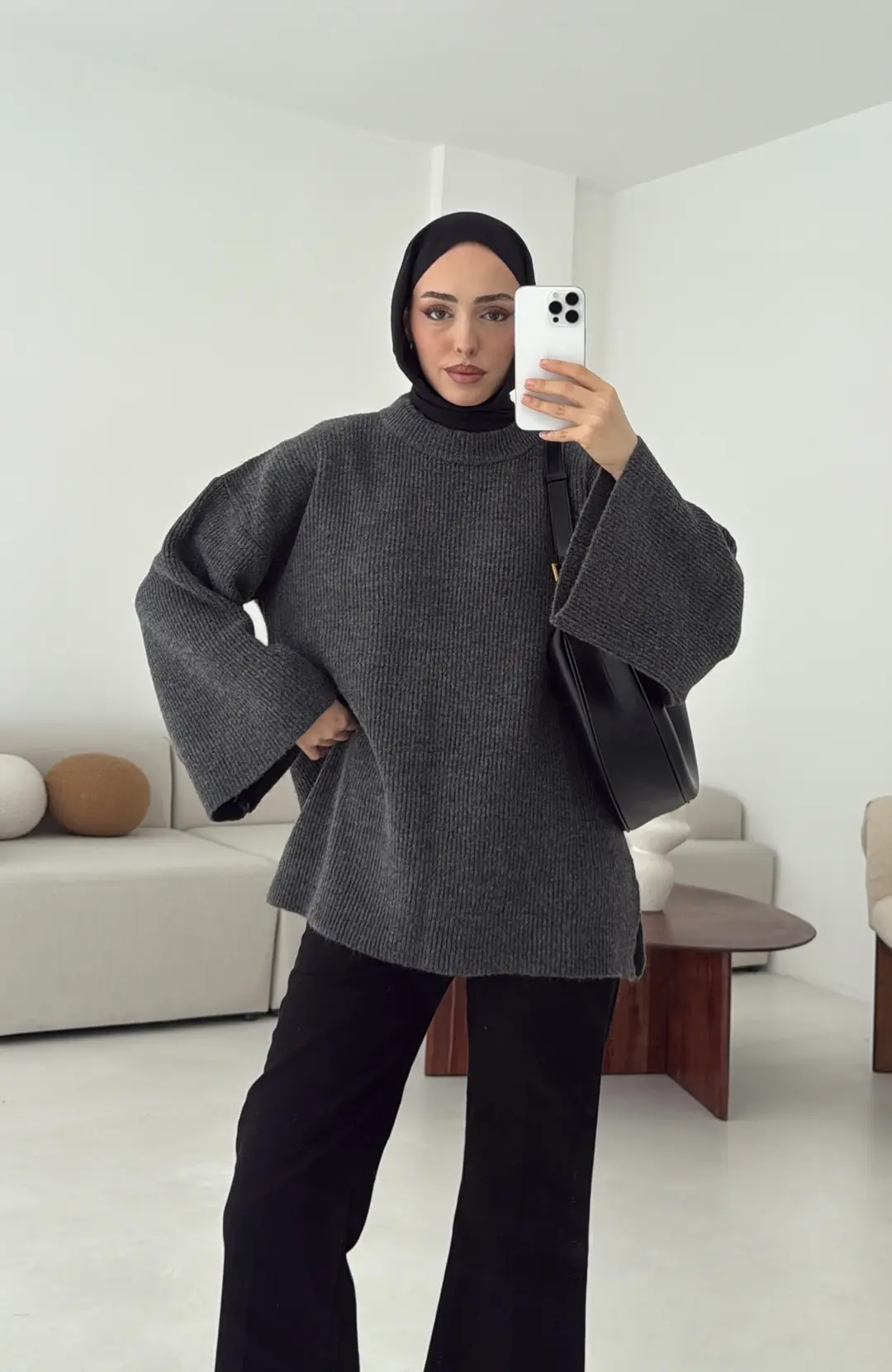 Premium Kalın Fitilli Kazak Antrasit - Görsel 3