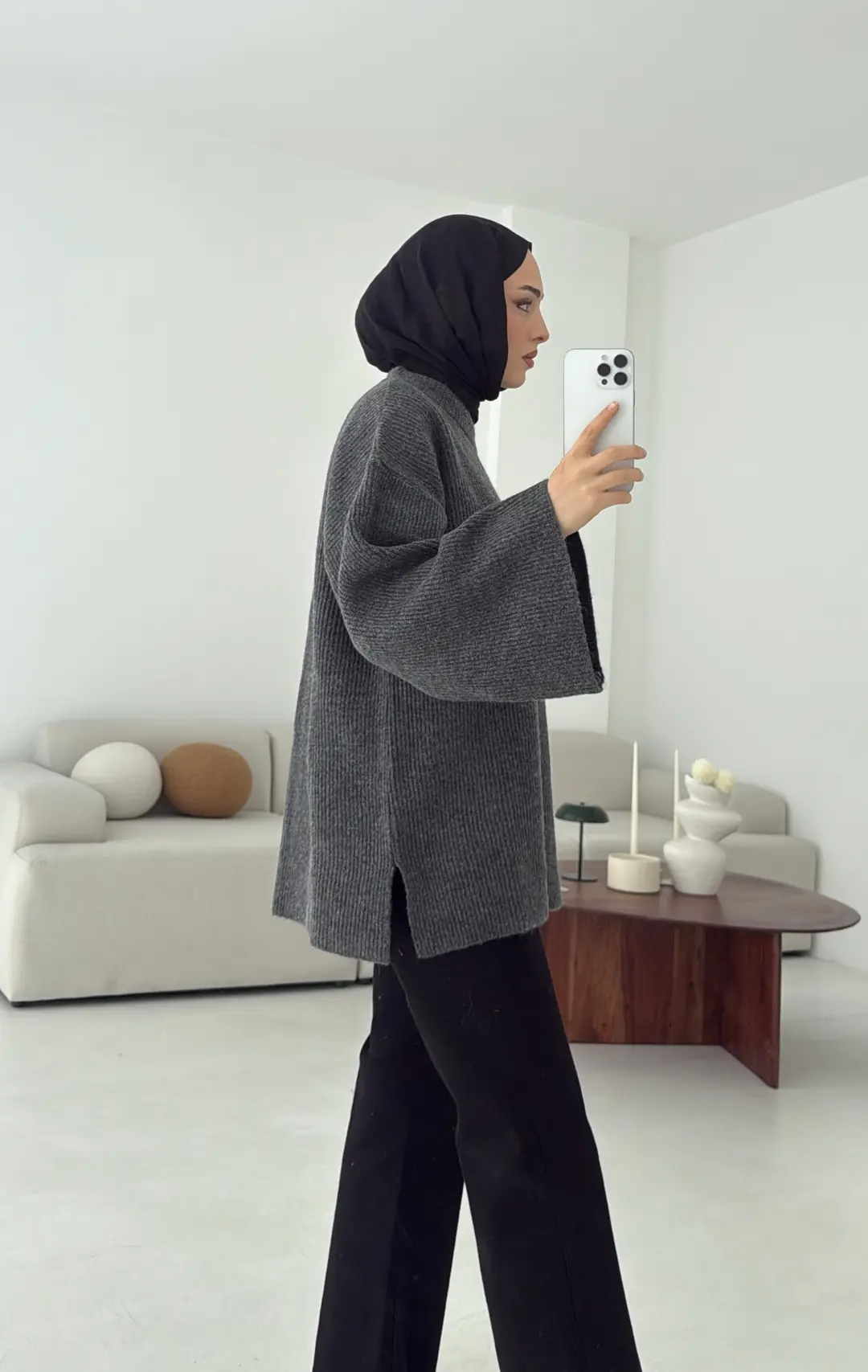 Premium Kalın Fitilli Kazak Antrasit - Görsel 5