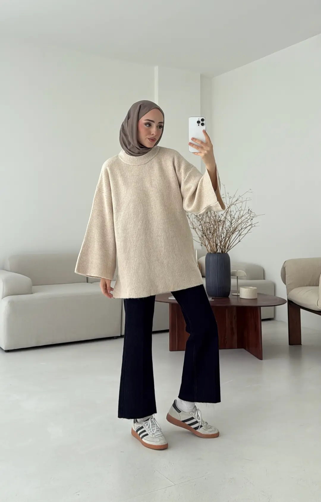 Premium Kalın Fitilli Kazak Bej - Görsel 5