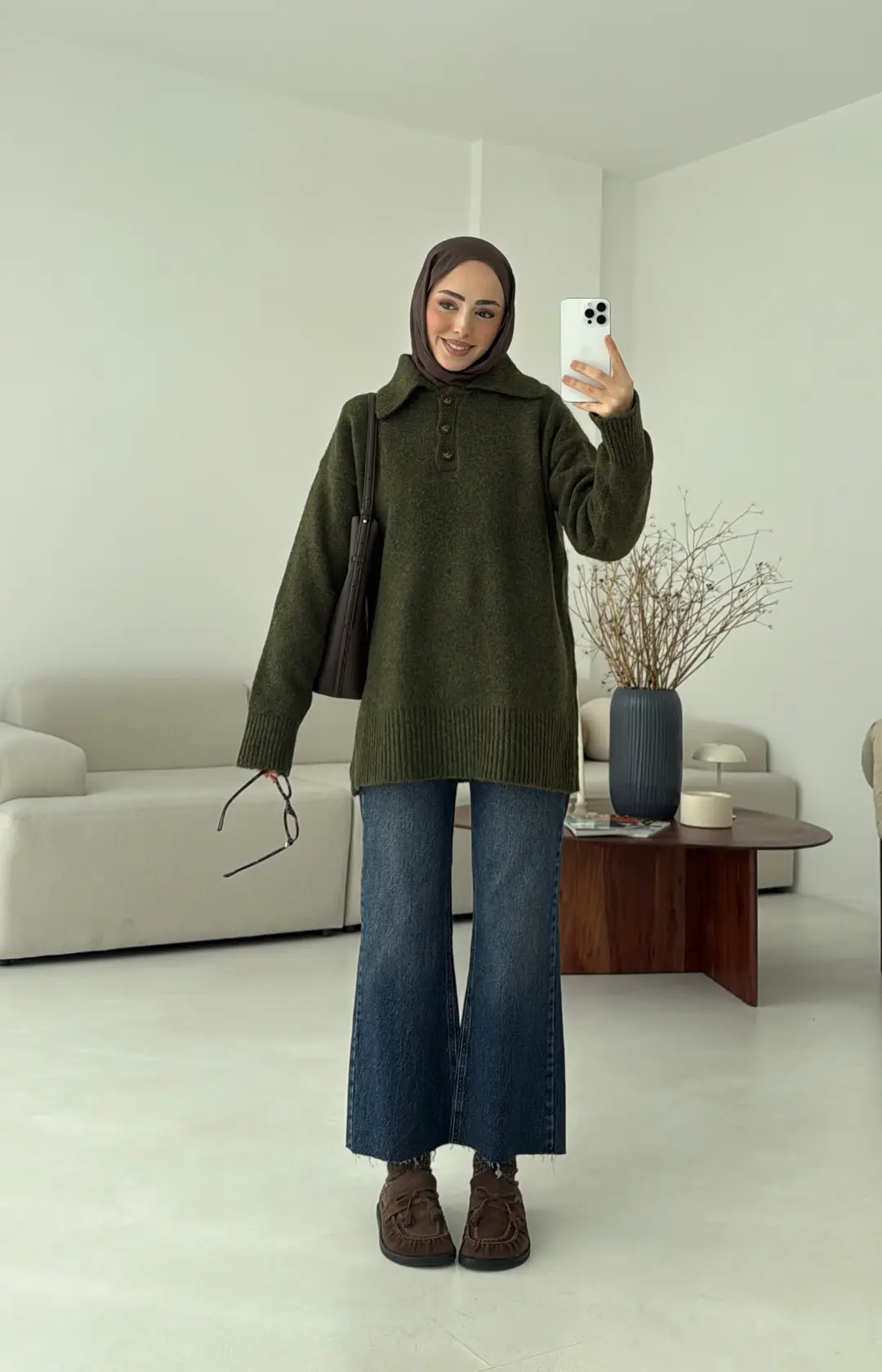 Premium Kalın Yakalı Kazak Haki - Görsel 10