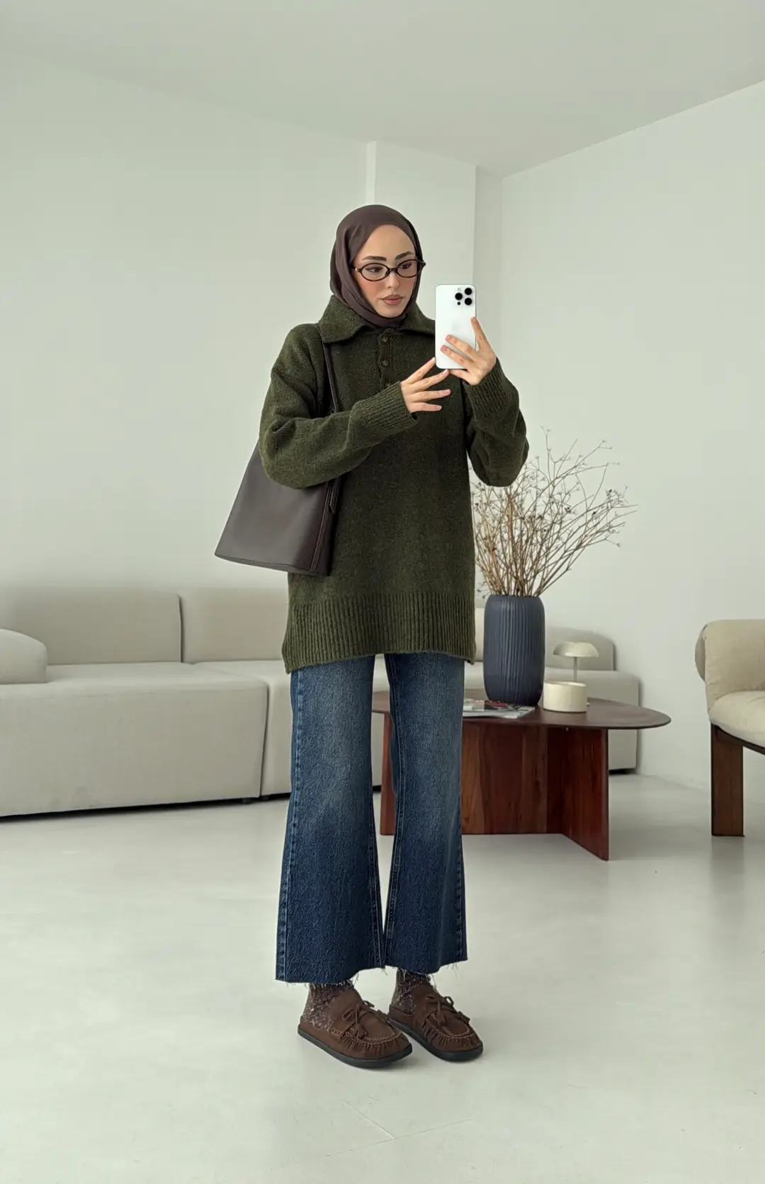 Premium Kalın Yakalı Kazak Haki - Görsel 8