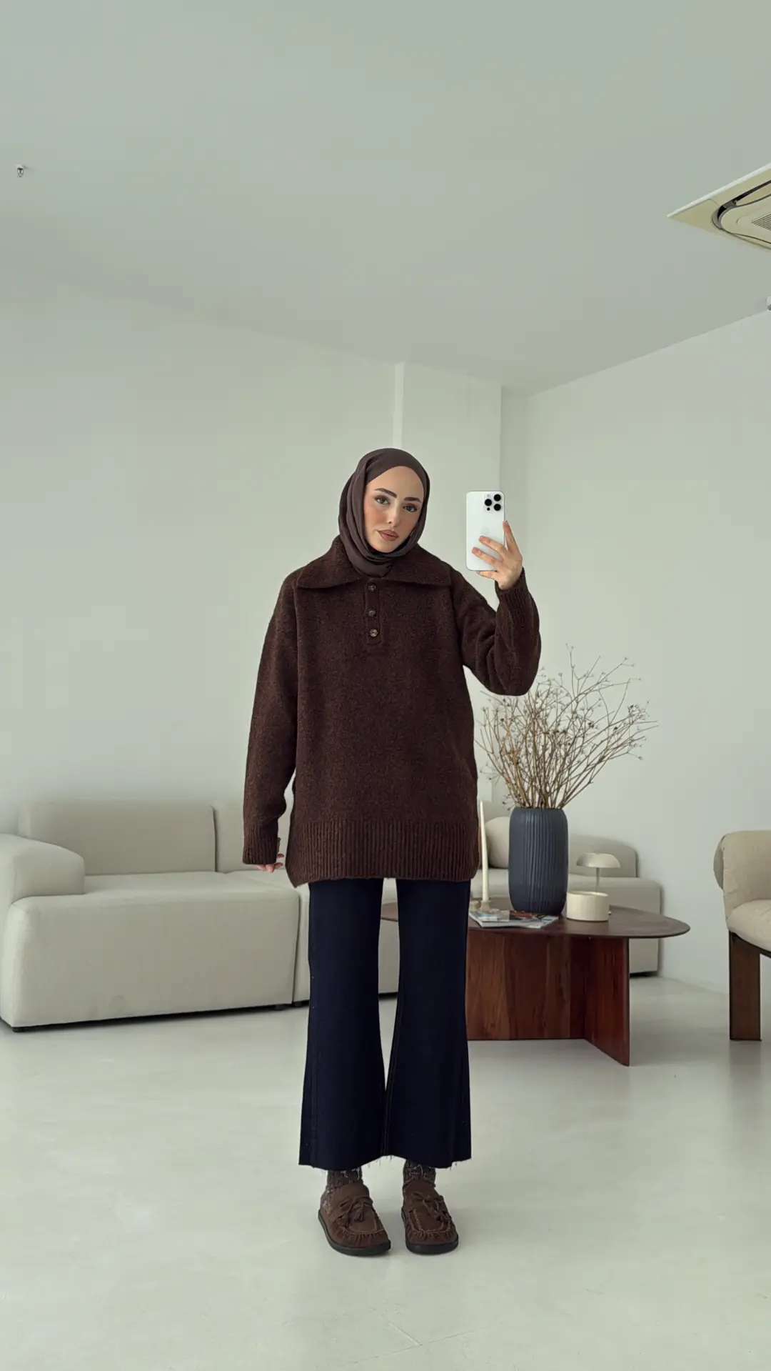 Premium Kalın Yakalı Kazak Kahve - Görsel 6