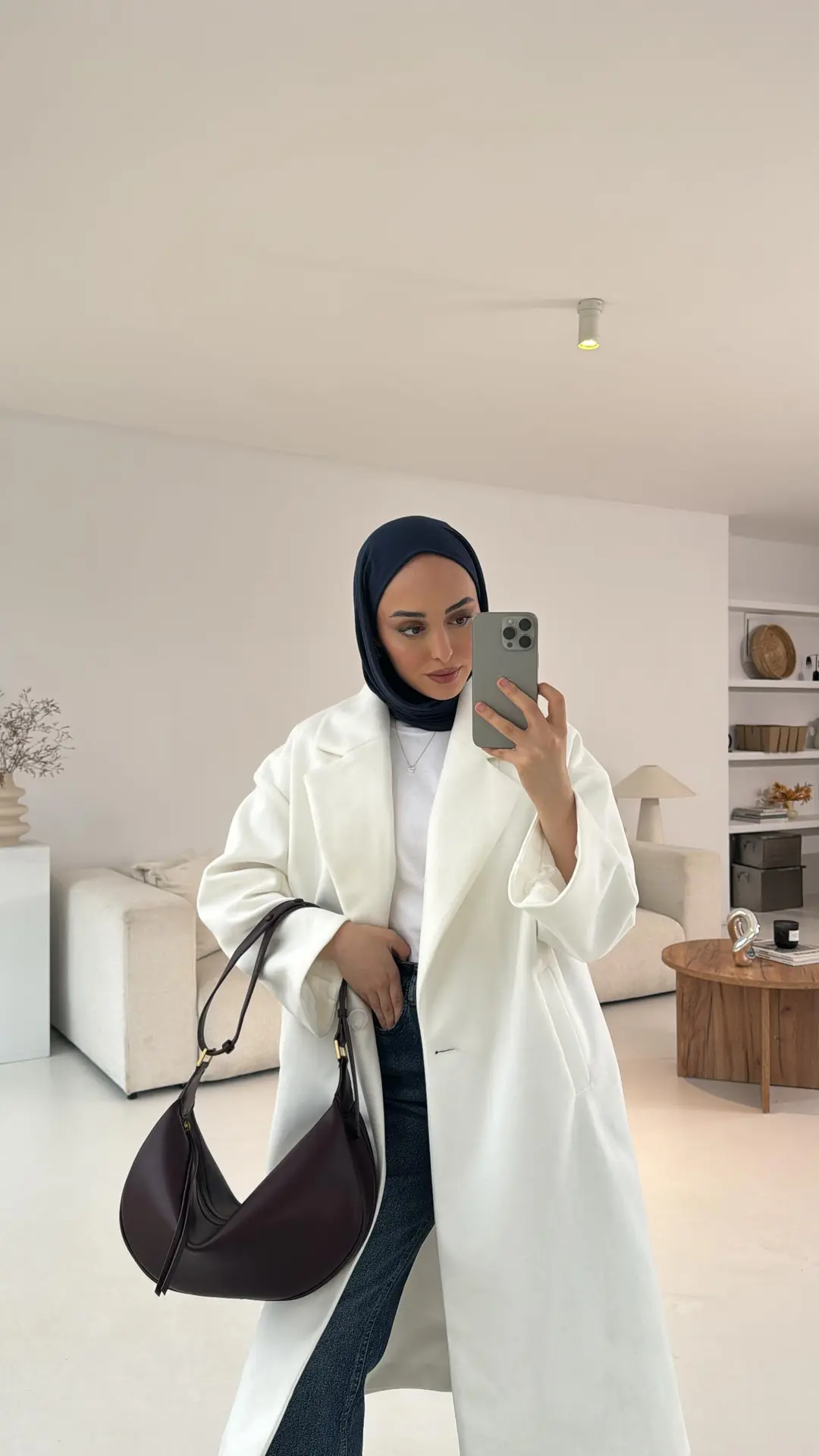 Premium Kaşe Kaban Beyaz - Görsel 2