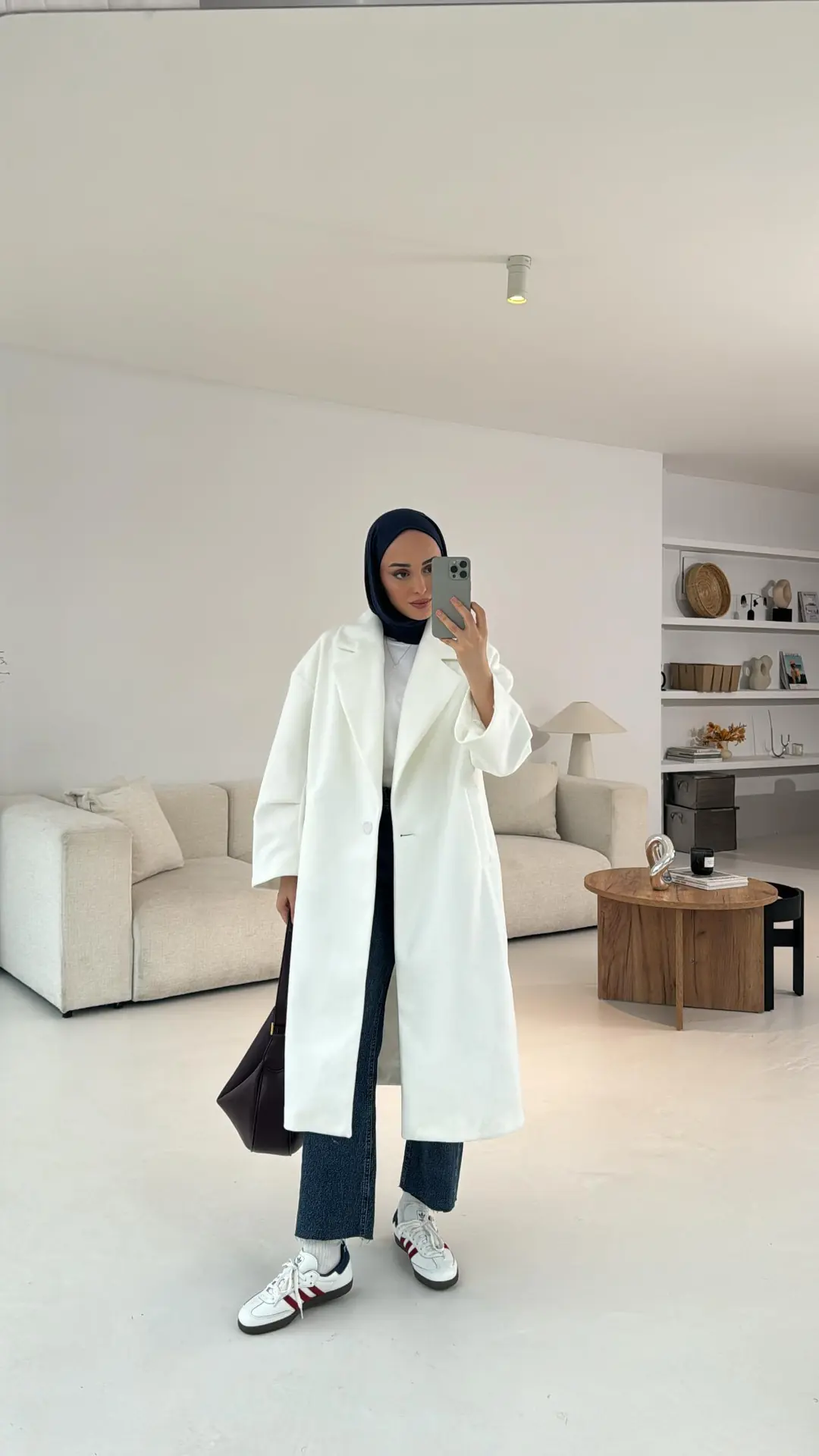 Premium Kaşe Kaban Beyaz - Görsel 3