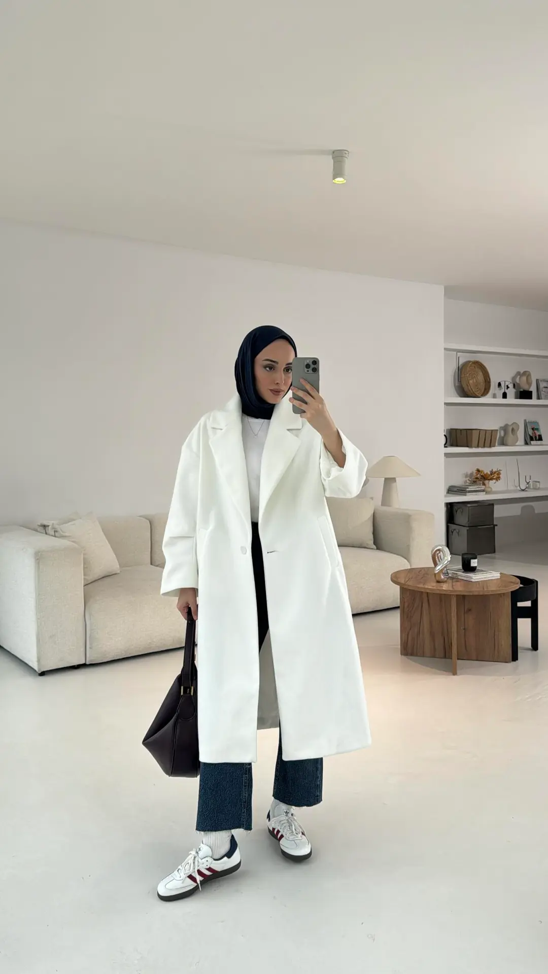 Premium Kaşe Kaban Beyaz - Görsel 4