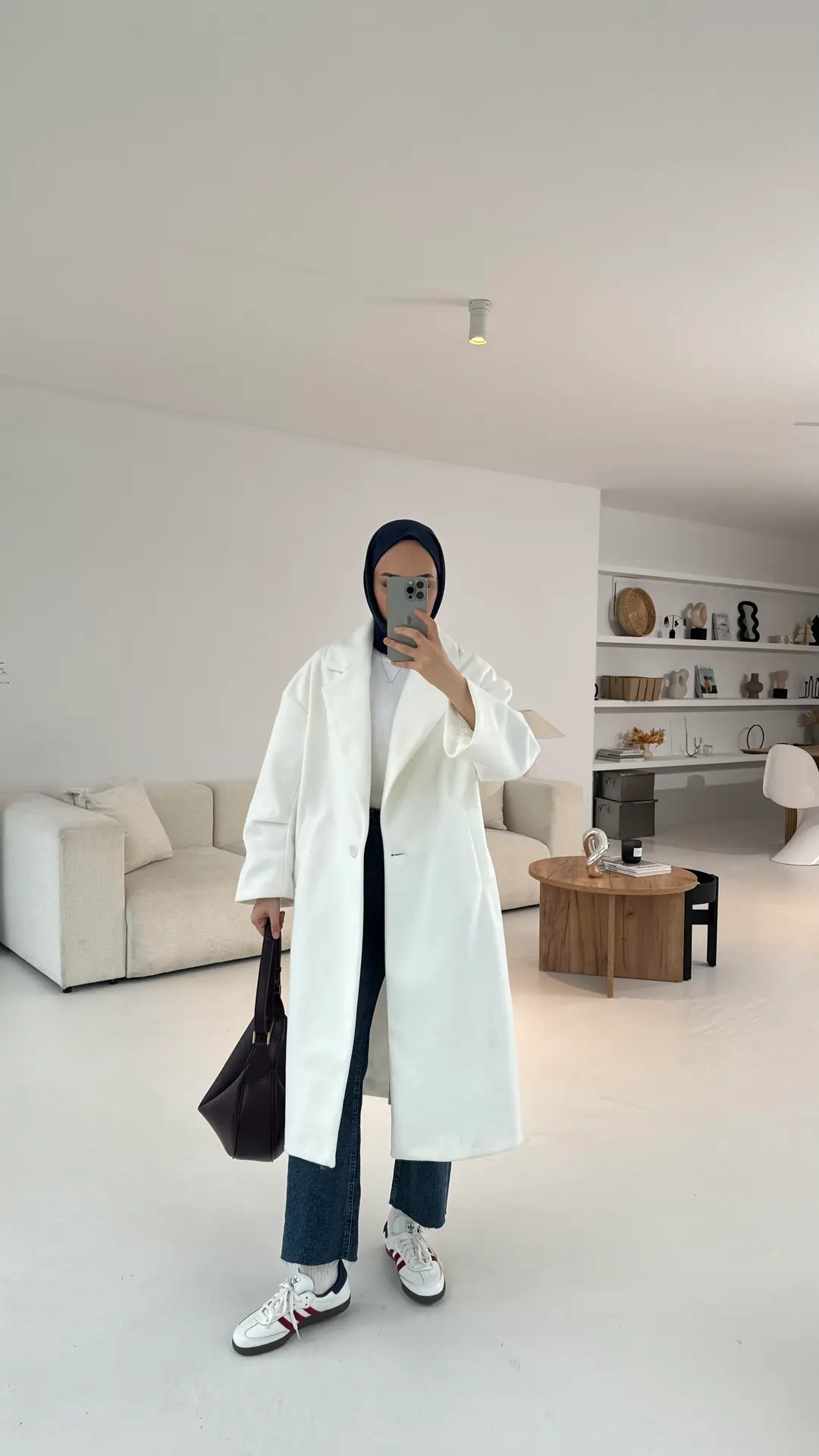 Premium Kaşe Kaban Beyaz - Görsel 5