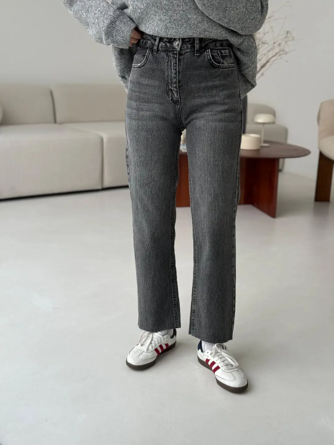 Premium Paçası Kesik Hafif Gri Jean R160 - Görsel 4