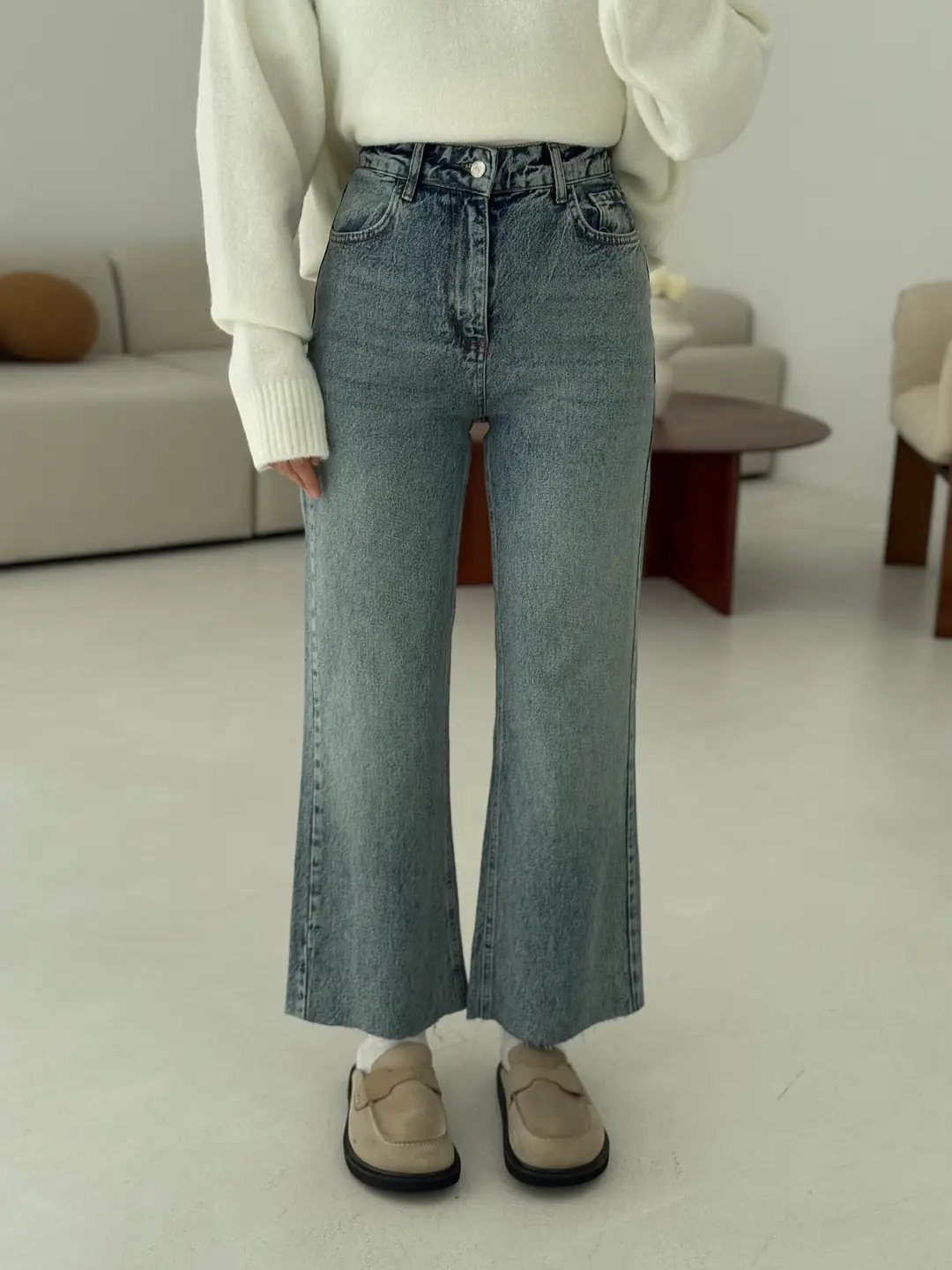 Premium Paçası Kesik Hafif İspanyol Jean R276 - Görsel 2