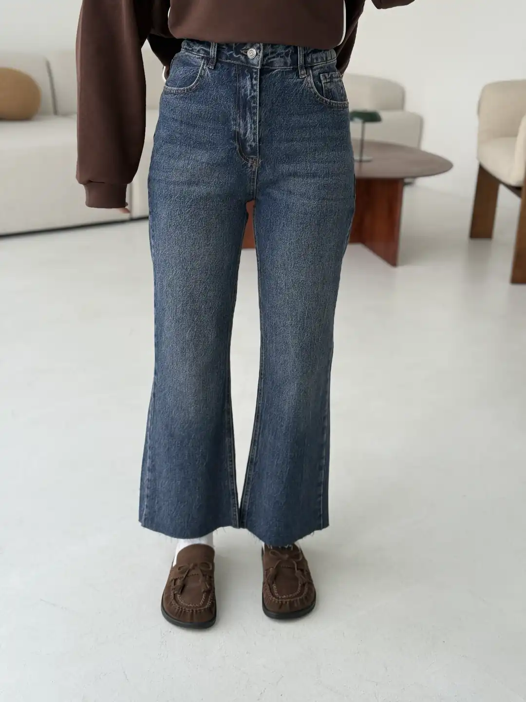 Premium Paçası Kesik Hafif İspanyol Jean R449