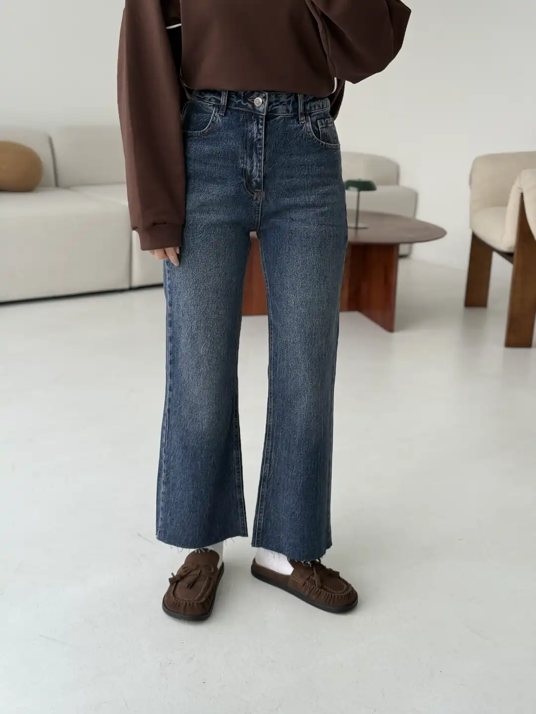 Premium Paçası Kesik Hafif İspanyol Jean R449 - Görsel 5