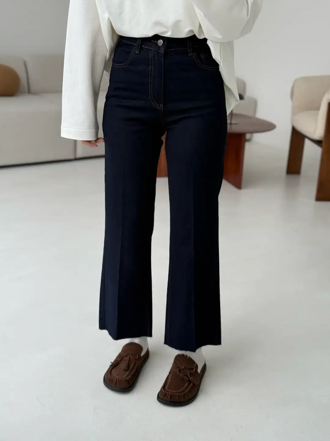 Premium Paçası Kesik Jean Lacivert R143 - Görsel 4