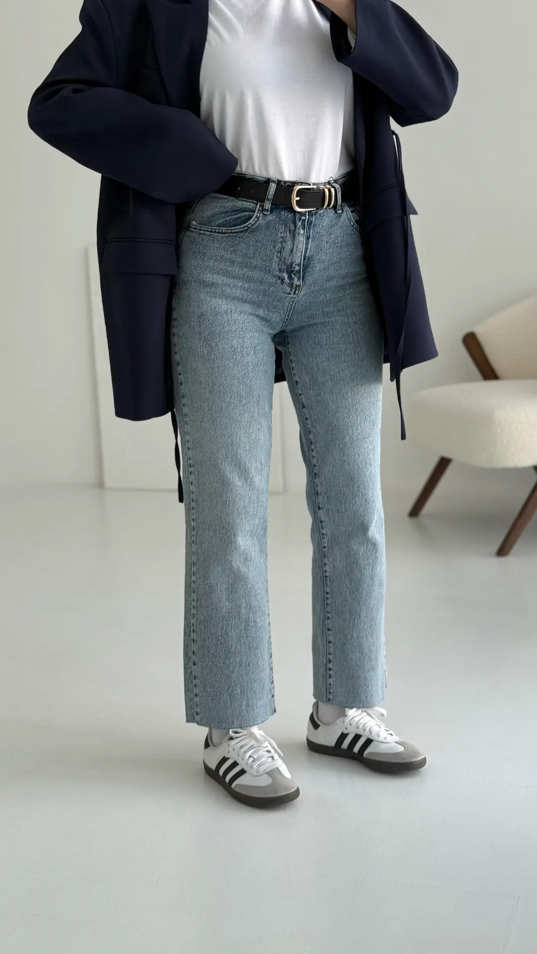 Premium Paçası Kesik Jean Siyah Kemerli 045 - Görsel 2