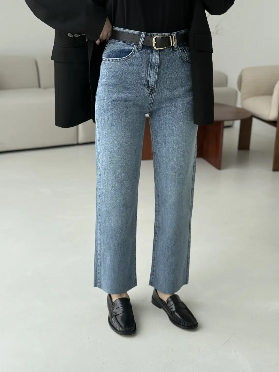 Premium Paçası Kesik Kemerli Jean 123-1 - Görsel 2