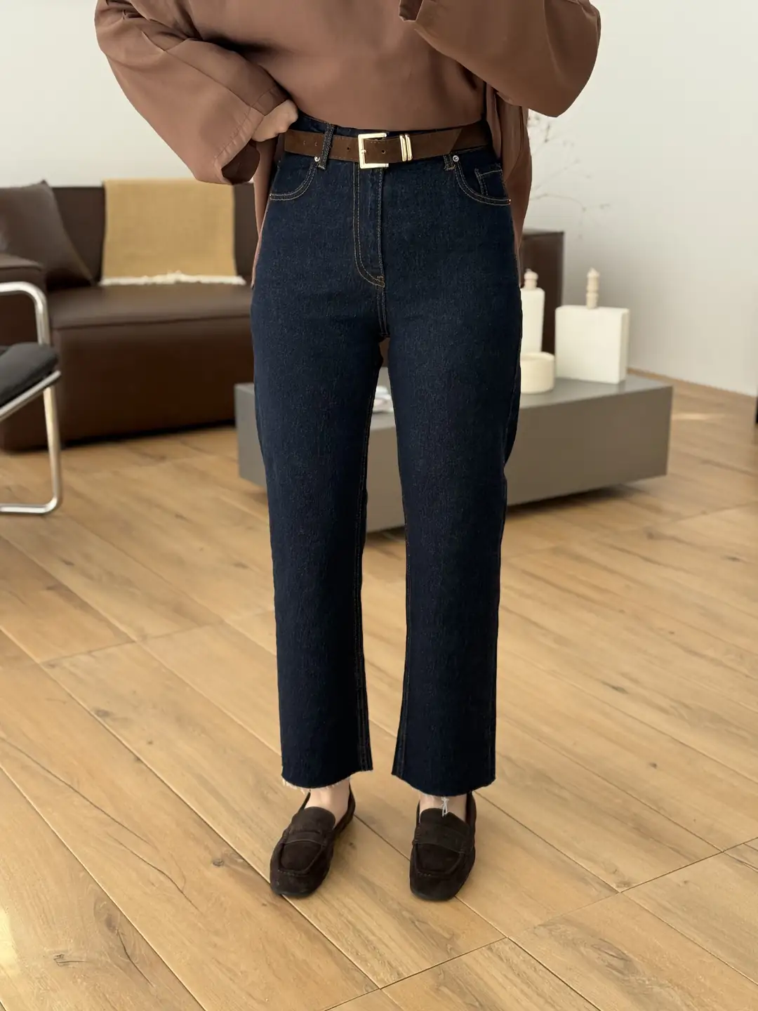 Premium Paçası Kesik Kemerli Jean R-171 - Görsel 3