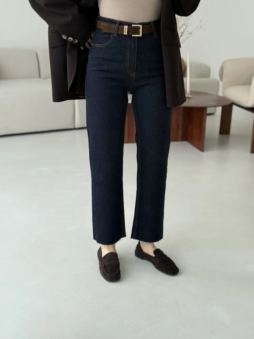 Premium Paçası Kesik Kemerli Jean R-171