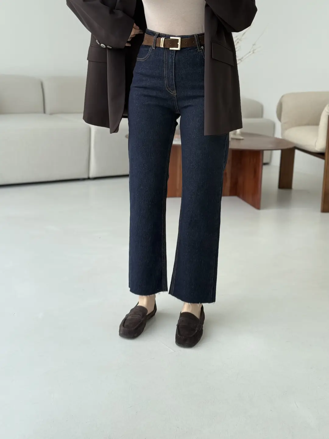 Premium Paçası Kesik Kemerli Jean R-171 - Görsel 2