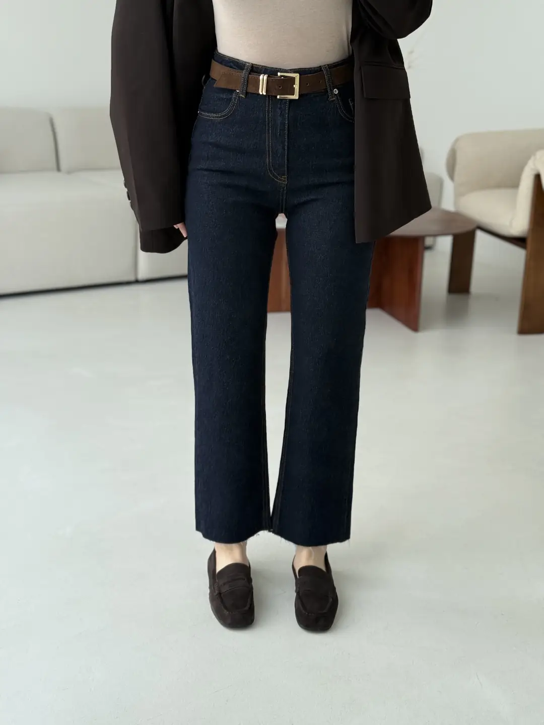 Premium Paçası Kesik Kemerli Jean R-171 - Görsel 3