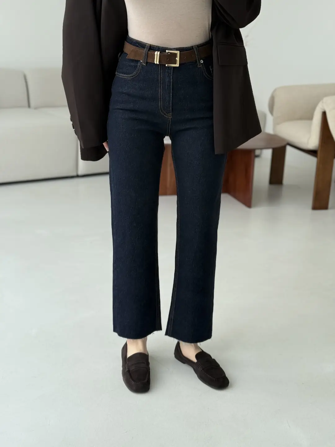 Premium Paçası Kesik Kemerli Jean R-171 - Görsel 4