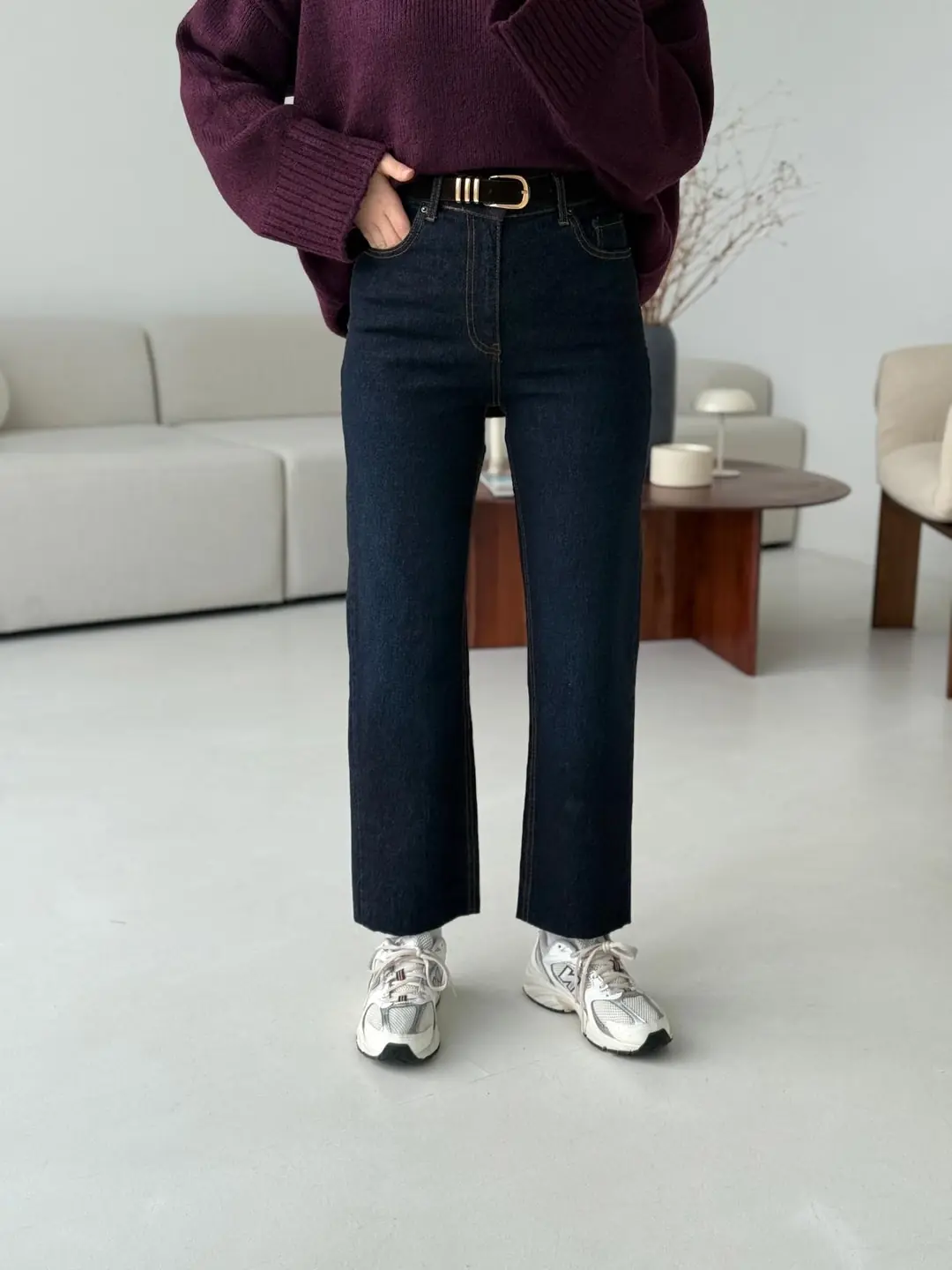 Premium Paçası Kesik Kemerli Jean R145-1