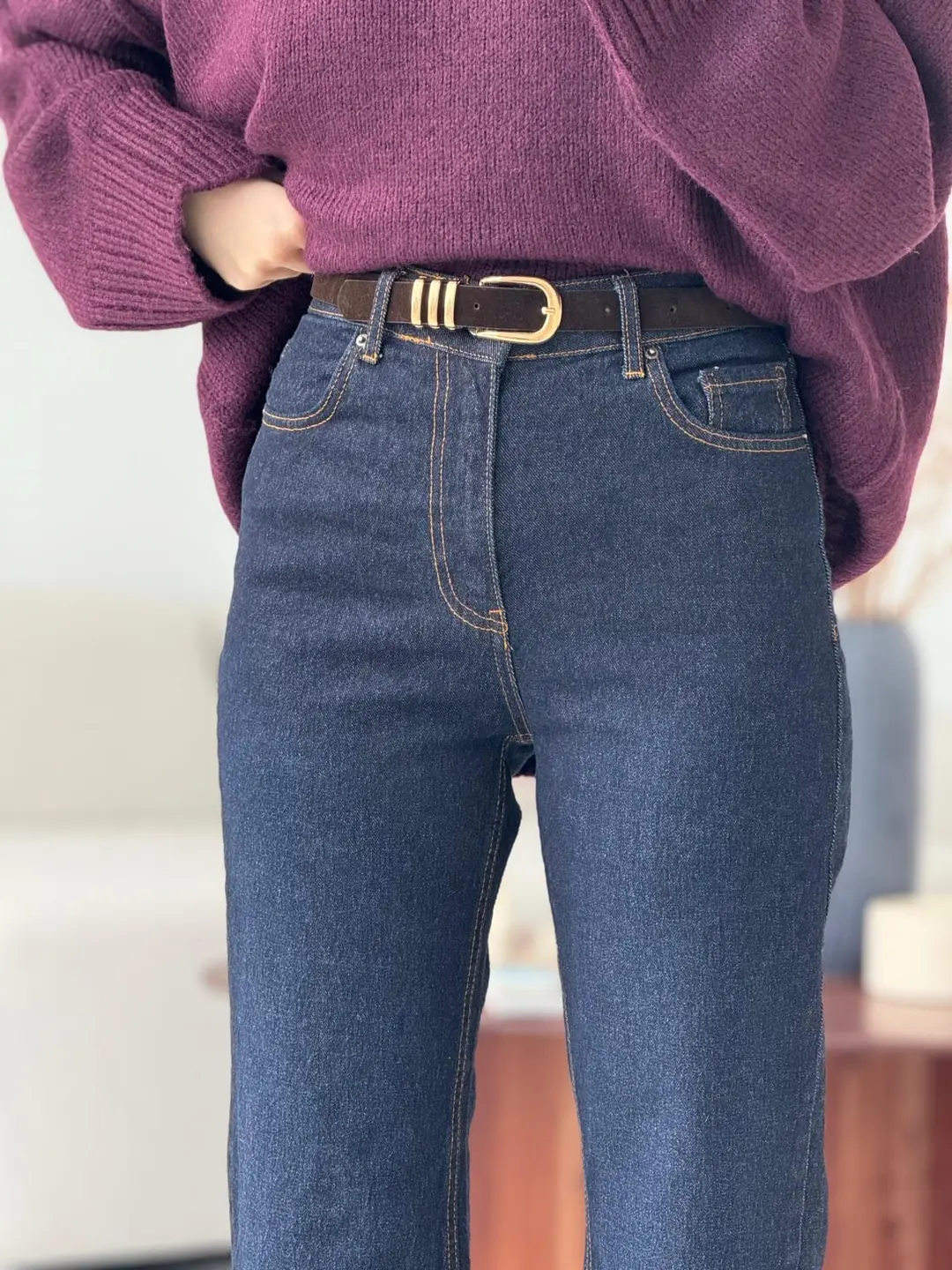 Premium Paçası Kesik Kemerli Jean R145-1 - Görsel 3