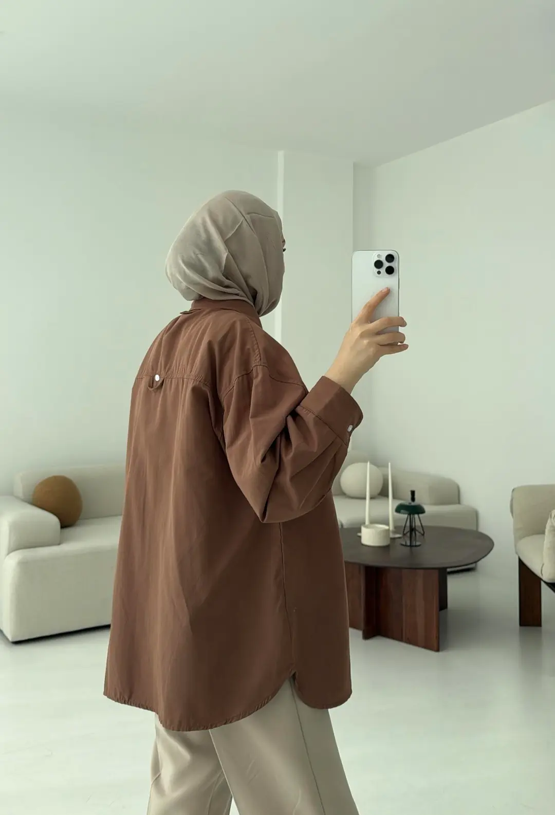 Premium Poplin Gömlek Kahve - Görsel 6