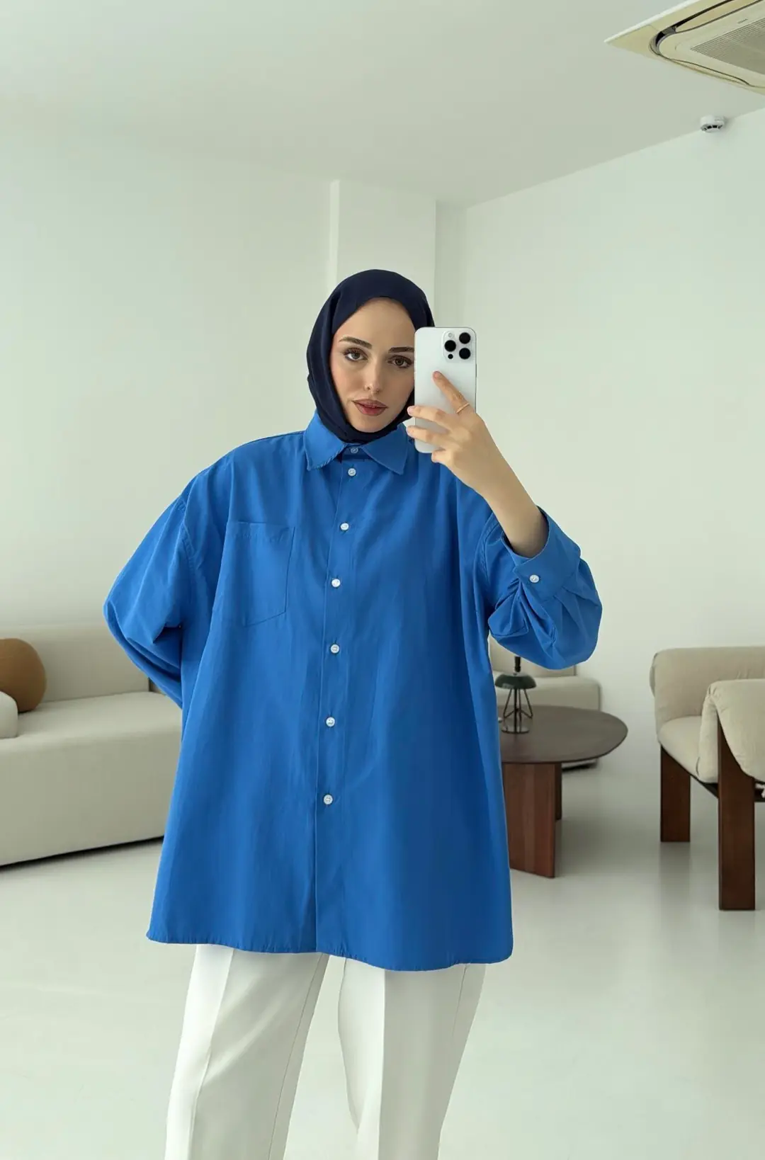 Premium Poplin Gömlek Mavi