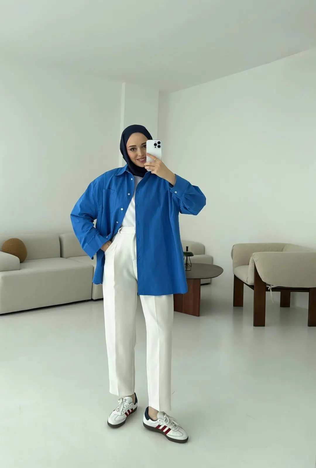 Premium Poplin Gömlek Mavi - Görsel 7