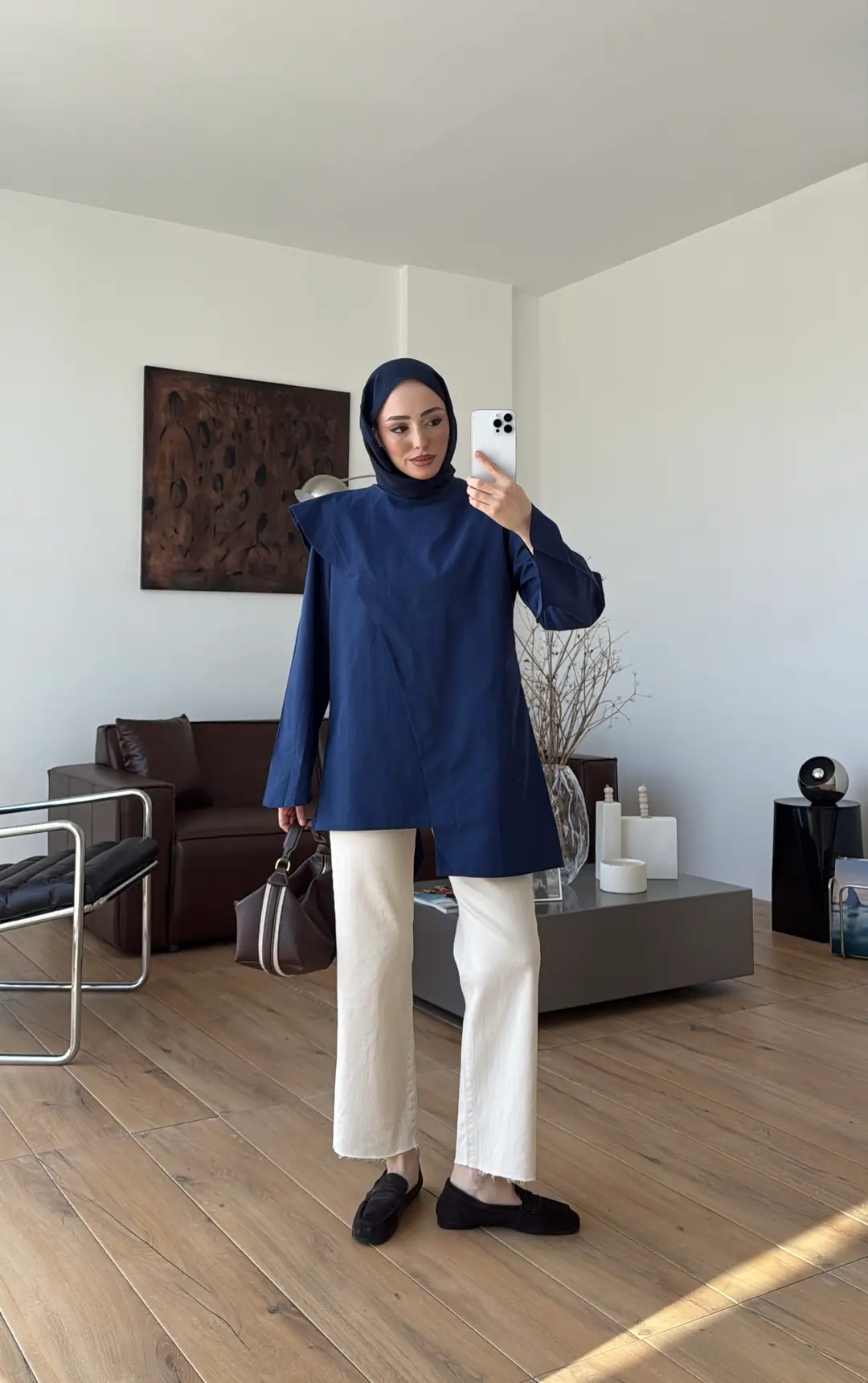 Premium Şal Detaylı Gömlek Lacivert - Görsel 4