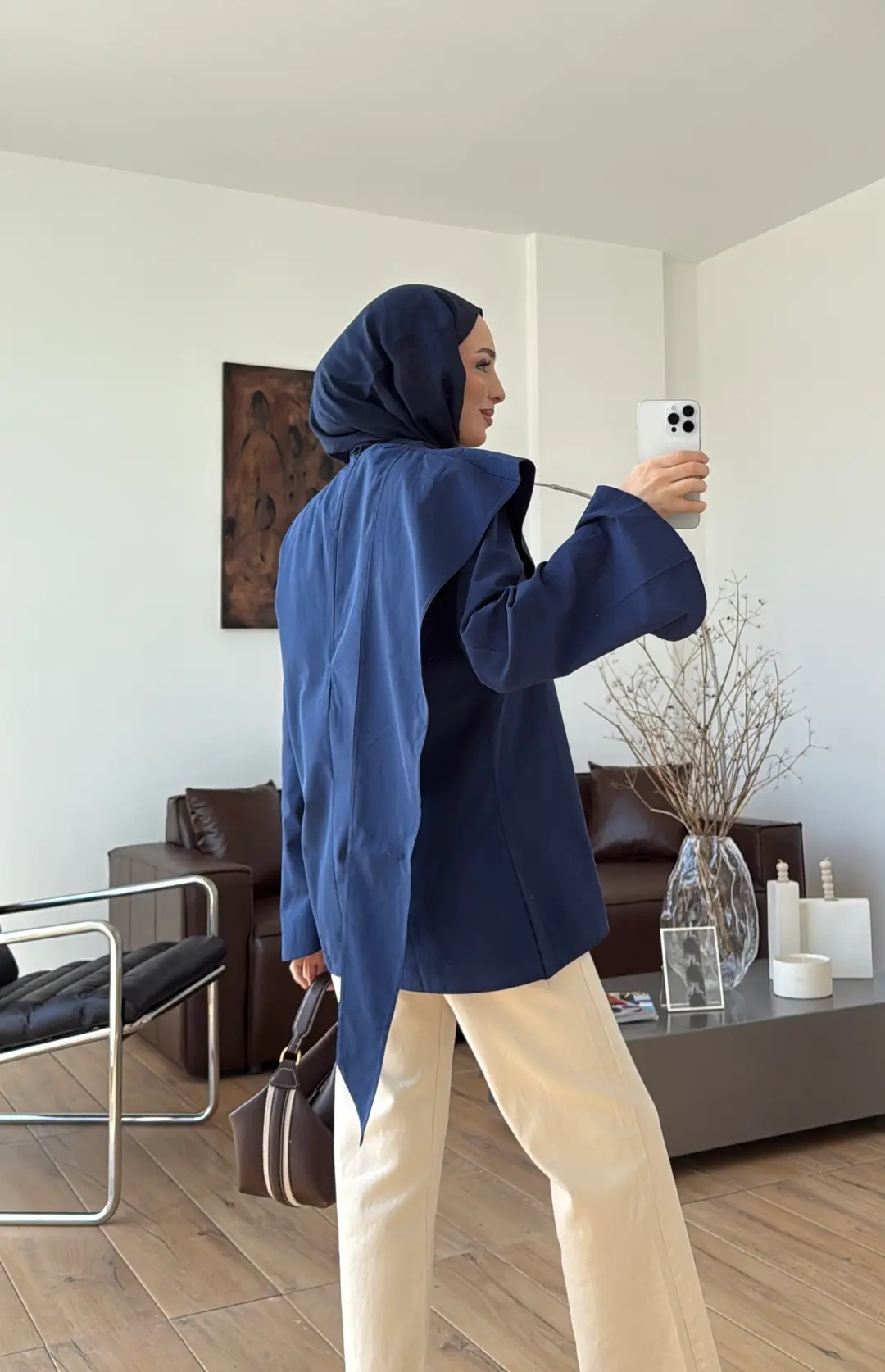 Premium Şal Detaylı Gömlek Lacivert - Görsel 5