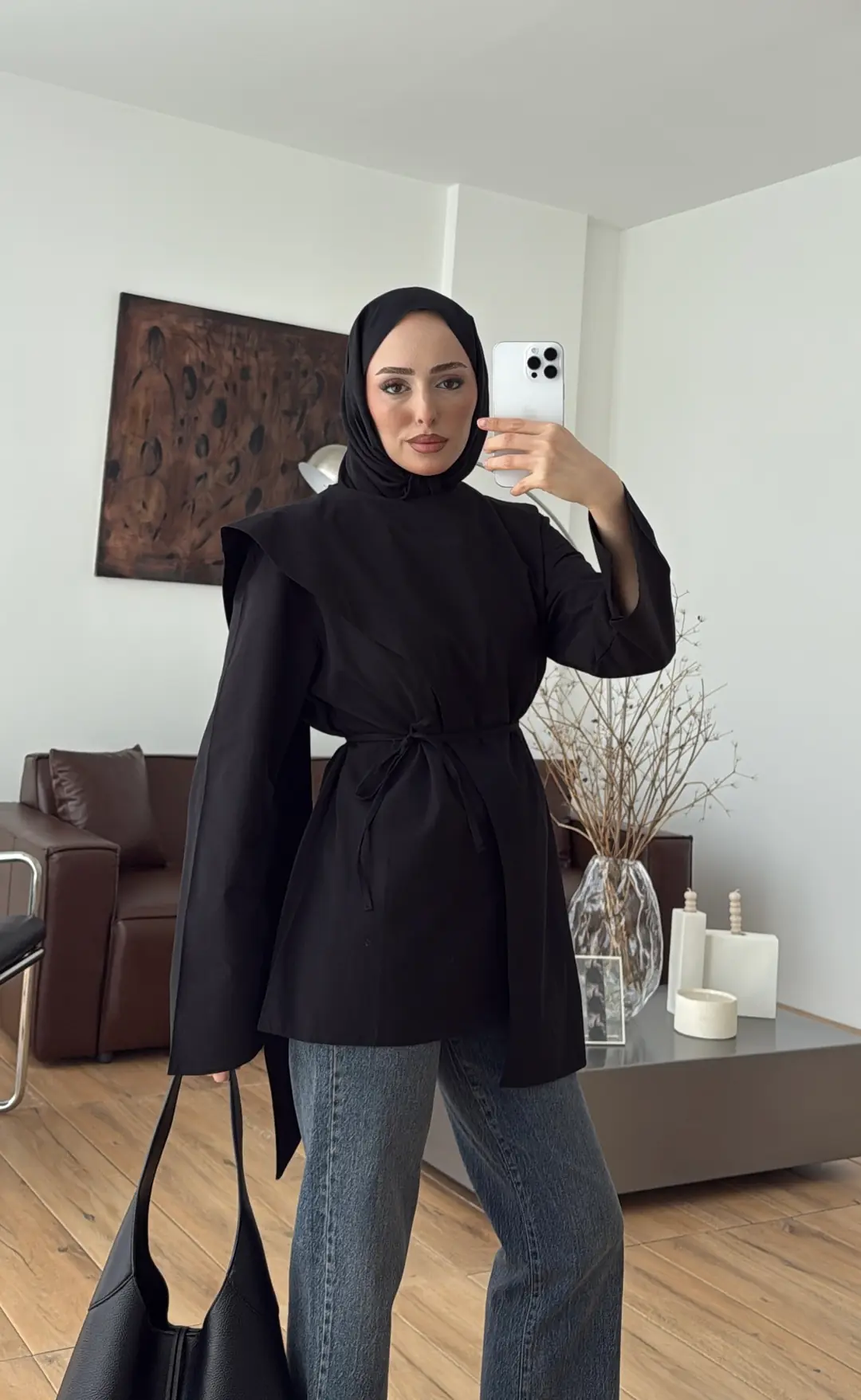 Premium Şal Detaylı Gömlek Siyah