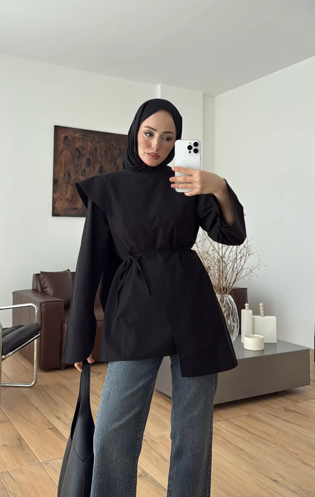 Premium Şal Detaylı Gömlek Siyah - Görsel 5