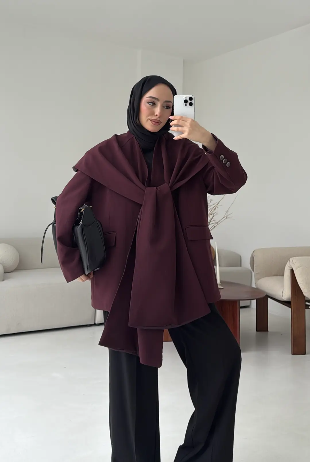 Premıum Seyyar Atkılı Ceket Bordo - Görsel 5