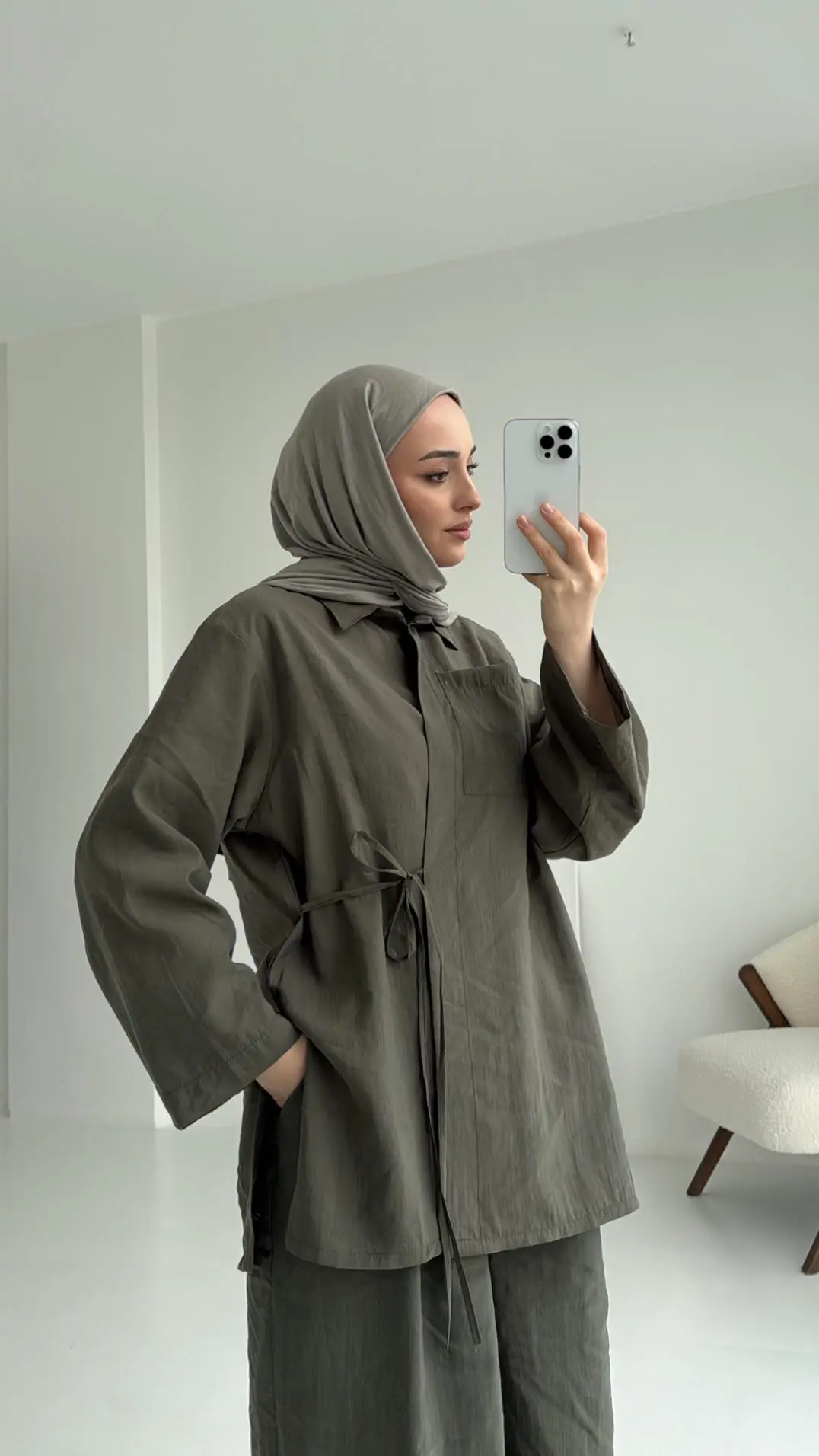 Pt Bağlamalı Bluz Takım Haki - Görsel 2