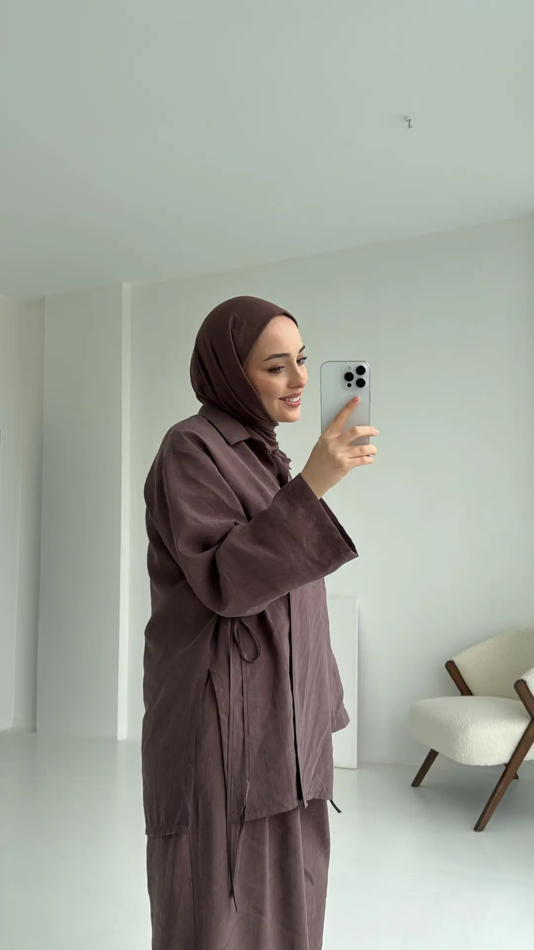 Pt Bağlamalı Bluz Takım Kahve - Görsel 3