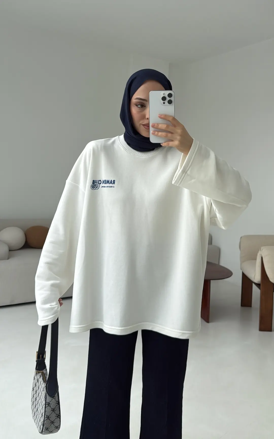 Ramen Baskılı Sweat Beyaz - Görsel 3