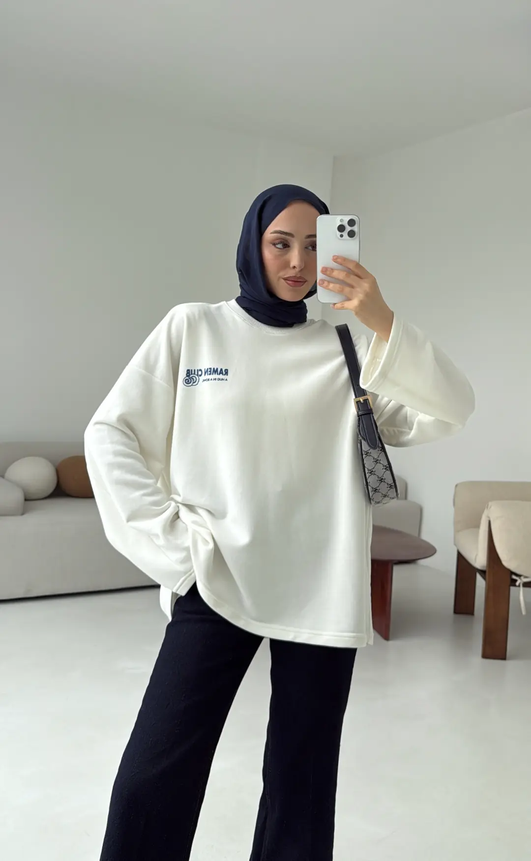 Ramen Baskılı Sweat Beyaz - Görsel 6