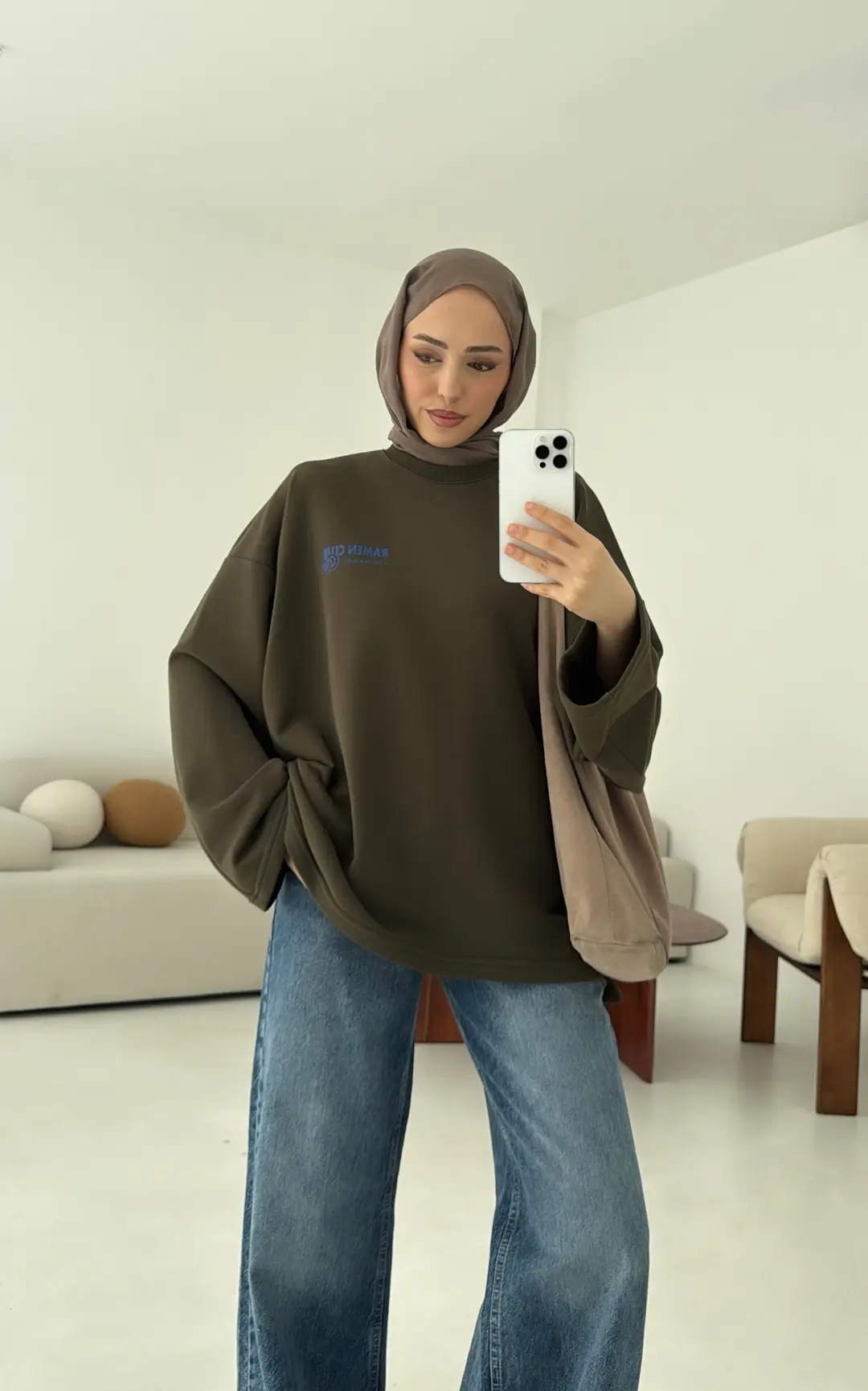 Ramen Baskılı Sweat Haki