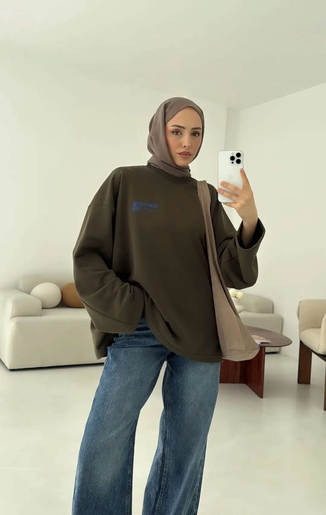 Ramen Baskılı Sweat Haki - Görsel 6